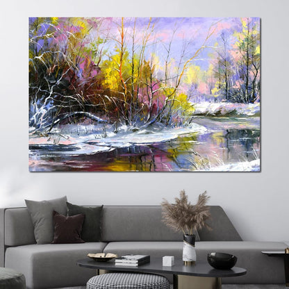 Winter Stream Canvas Wall Art