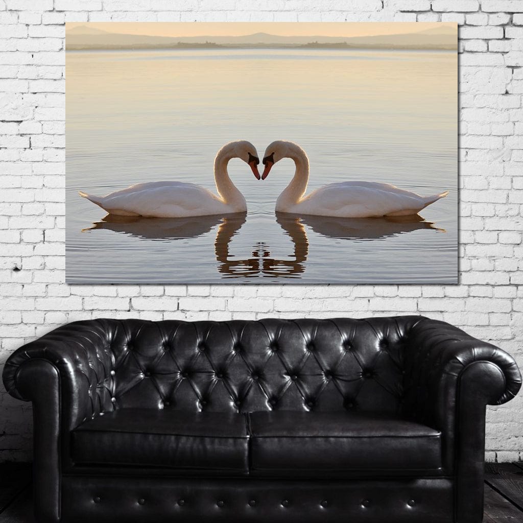 Swans On The Lake Canvas Wall Art