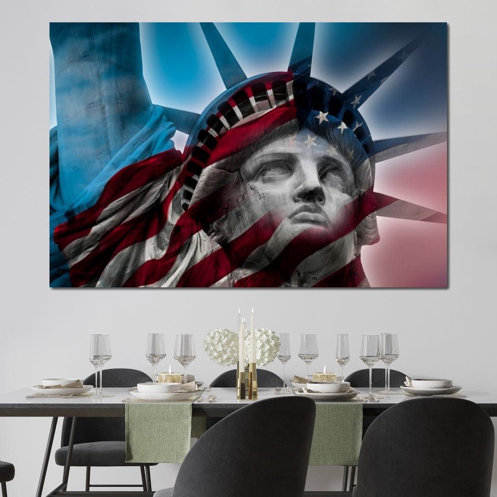 Patriotic Statue of Liberty Canvas Wall Art