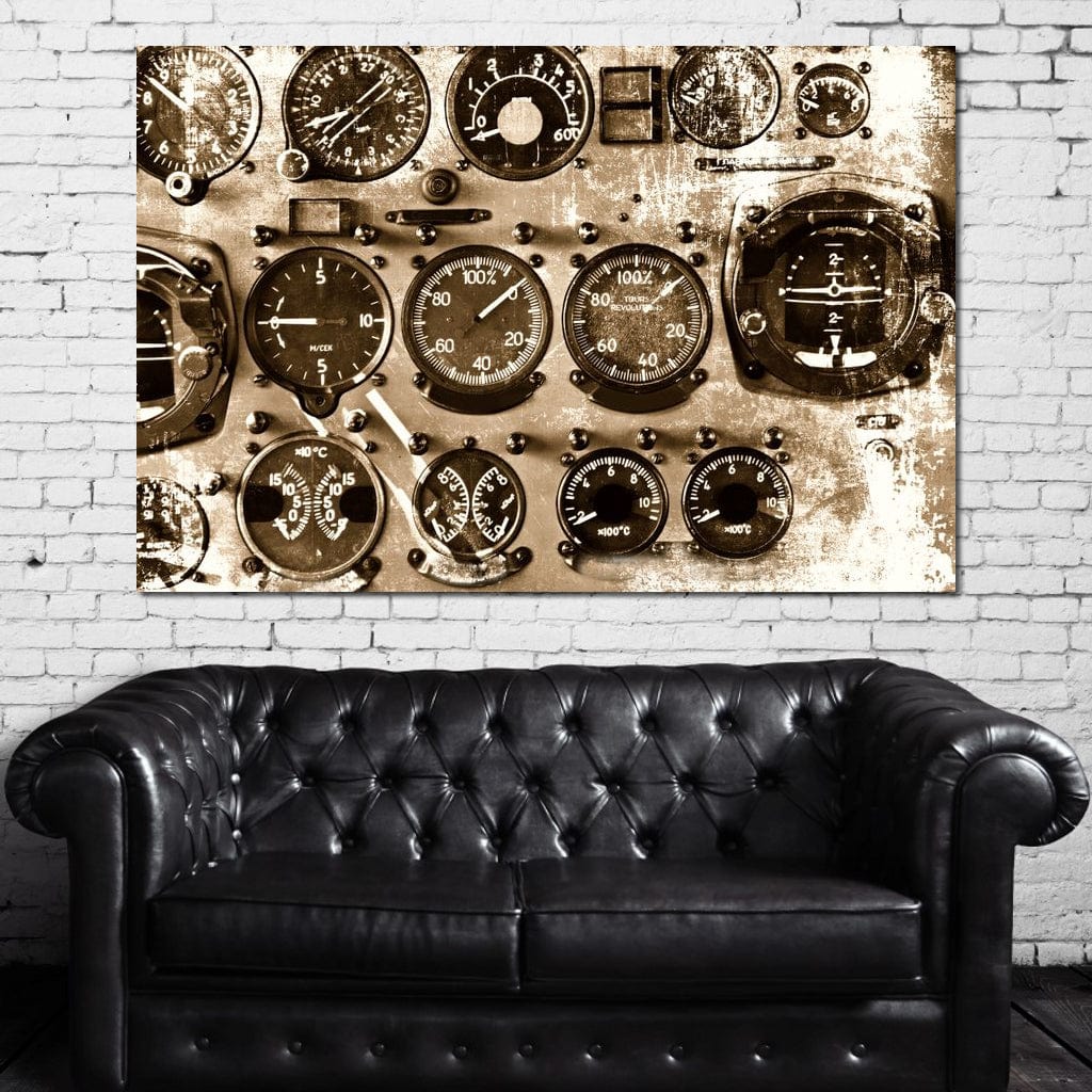 Retro Airplane Instruments Canvas Wall Art
