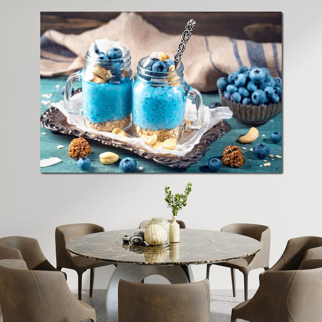 Chia Seeds & Blueberries Pudding Canvas Wall Art