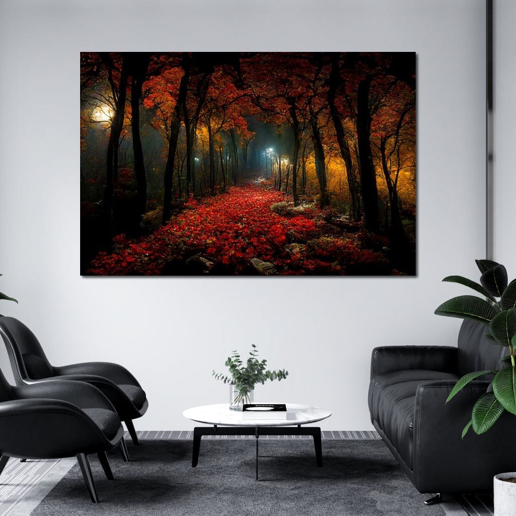 Beautiful Forest at Night Canvas Wall Art
