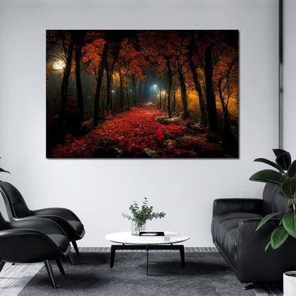 Beautiful Forest at Night Canvas Wall Art