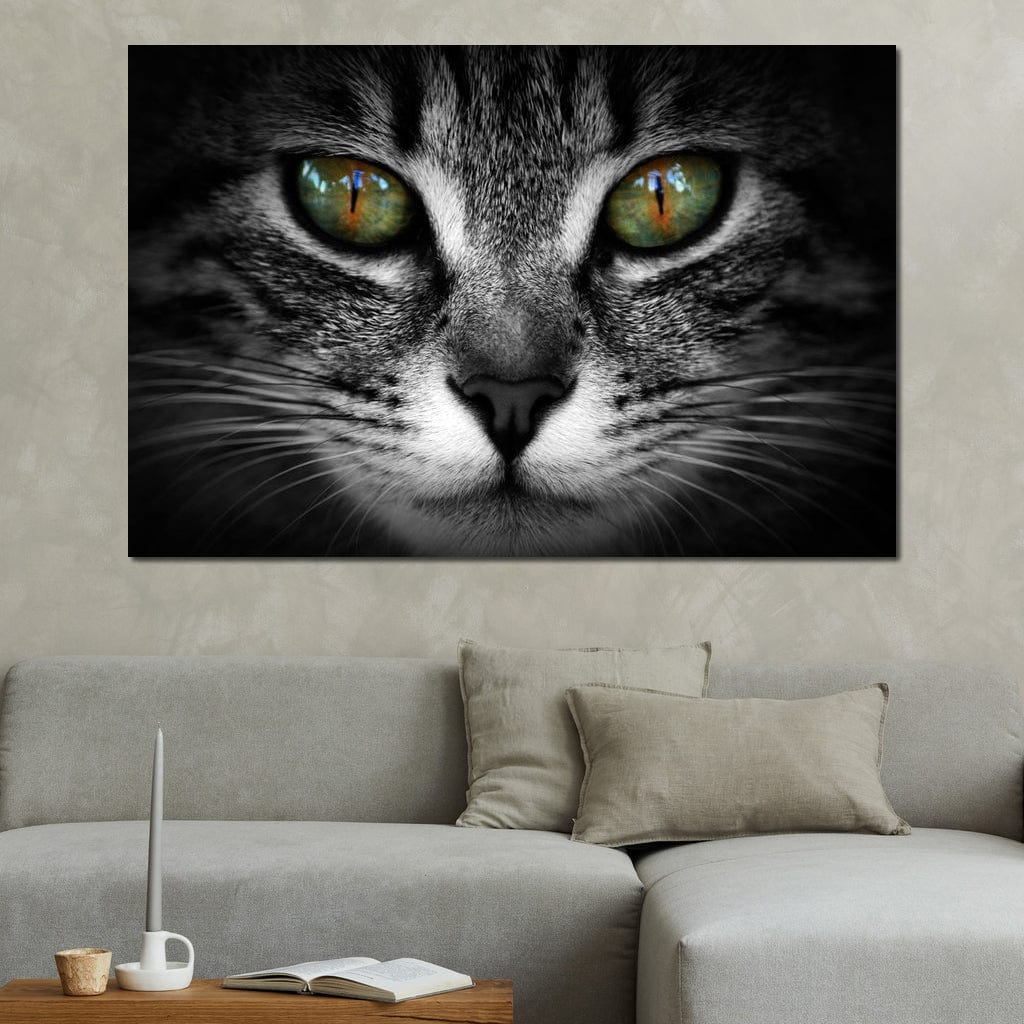 Green Eyed Cat Canvas Wall Art
