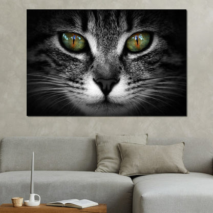 Green Eyed Cat Canvas Wall Art