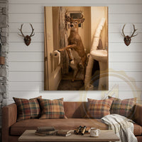 Deer Canvas Funny Bathroom Toilet Paper Humor Canvas Wall Art