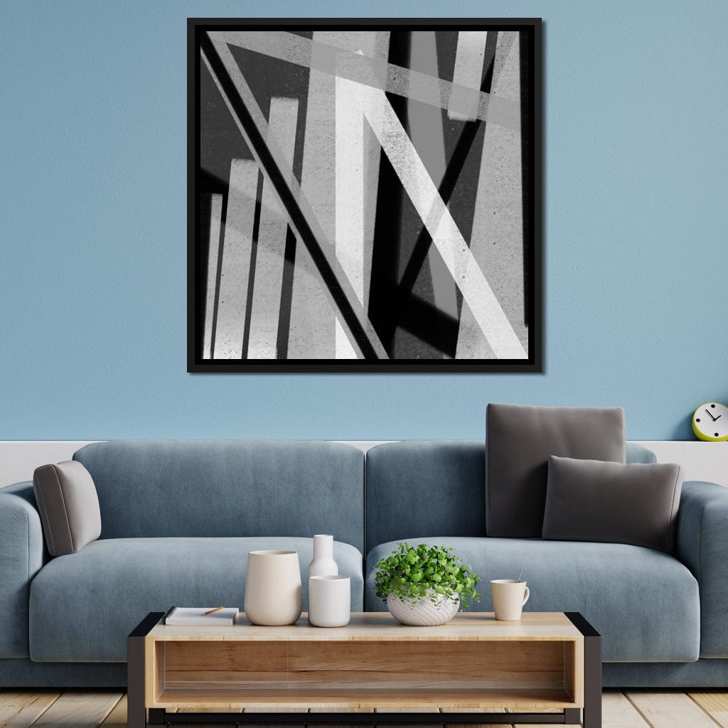Black & White Lines v2 Canvas Wall Art