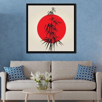Red and Black Bamboo Canvas Wall Art