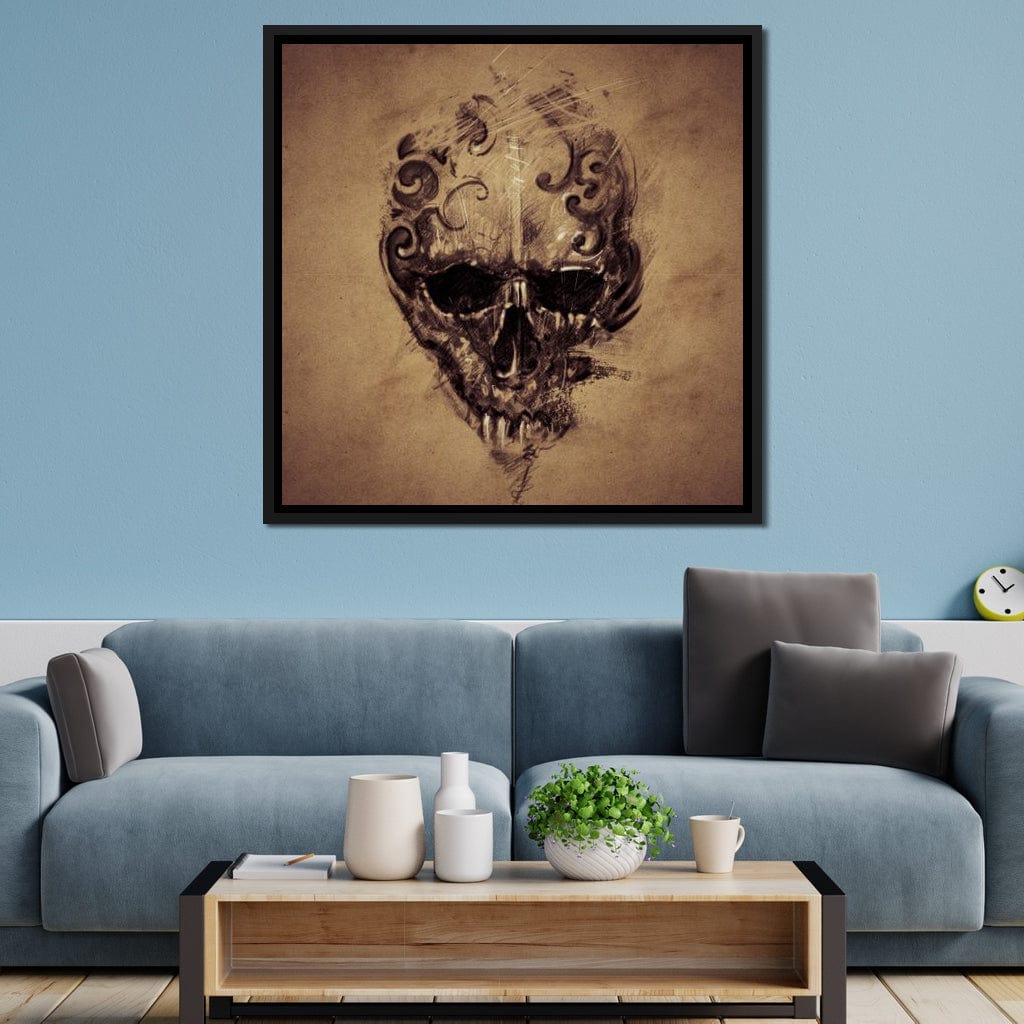 Skull Sketch Canvas Wall Art