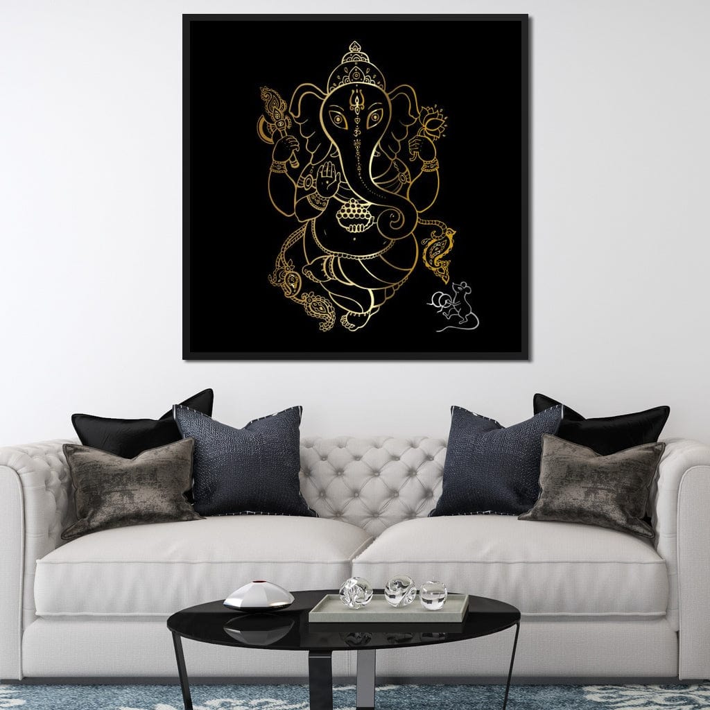 Golden Ganapati Canvas Wall Art
