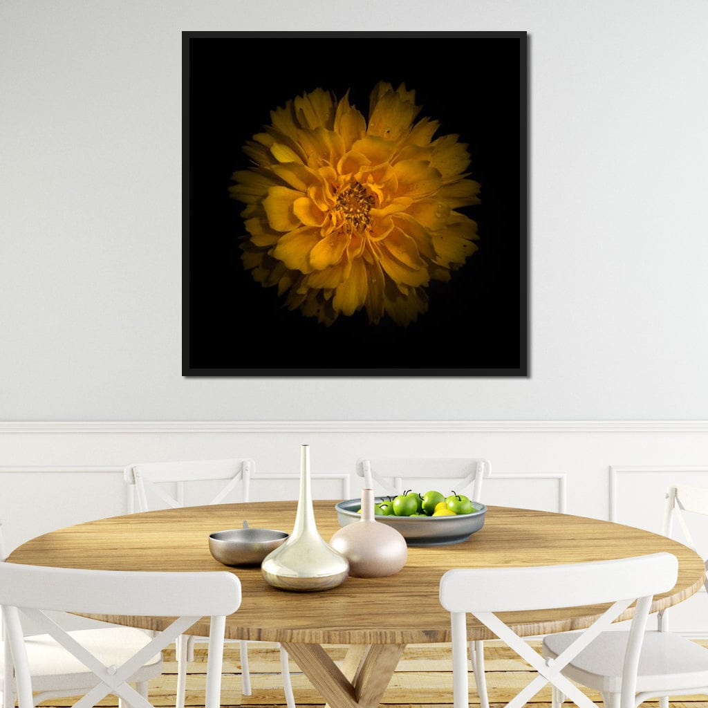 Orange Background Flowers Canvas Wall Art