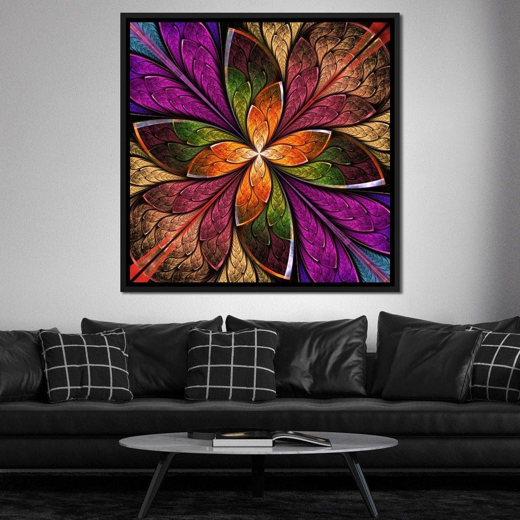 Fractal Flower in Multicolors Canvas Wall Art