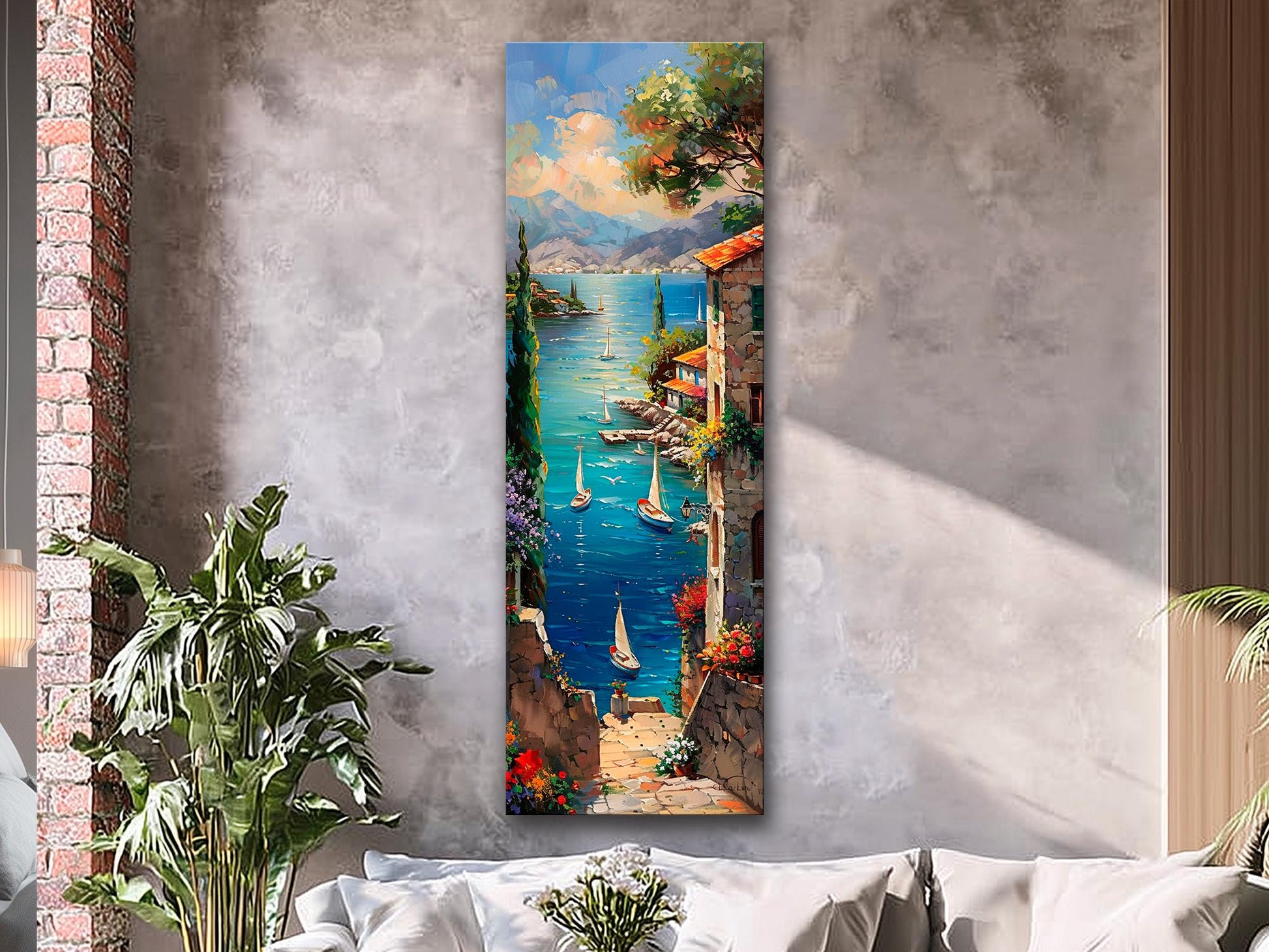 Lake Como Canvas Print - Sailboats on Lake Como Landscape | Framed & Ready to Hang