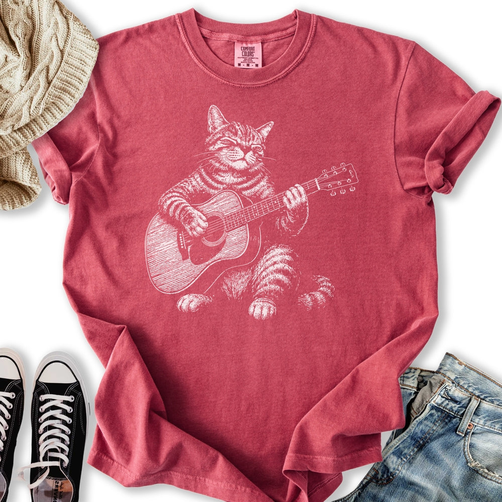 Acoustic Guitar Cat Relaxed Tee