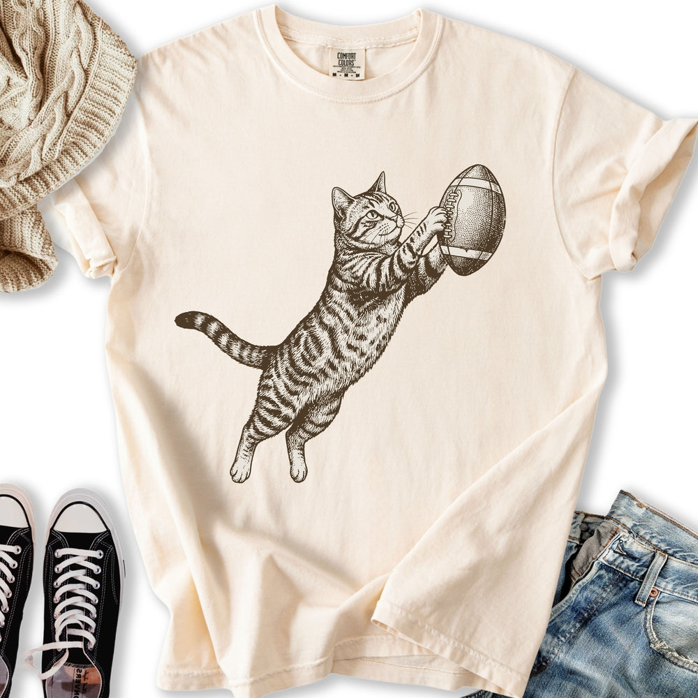 Football Tabby Cat Relaxed Tee