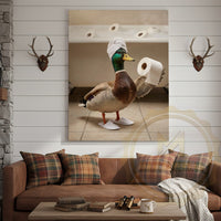 Duck Canvas Bathroom Towel Flying Humor Canvas Wall Art