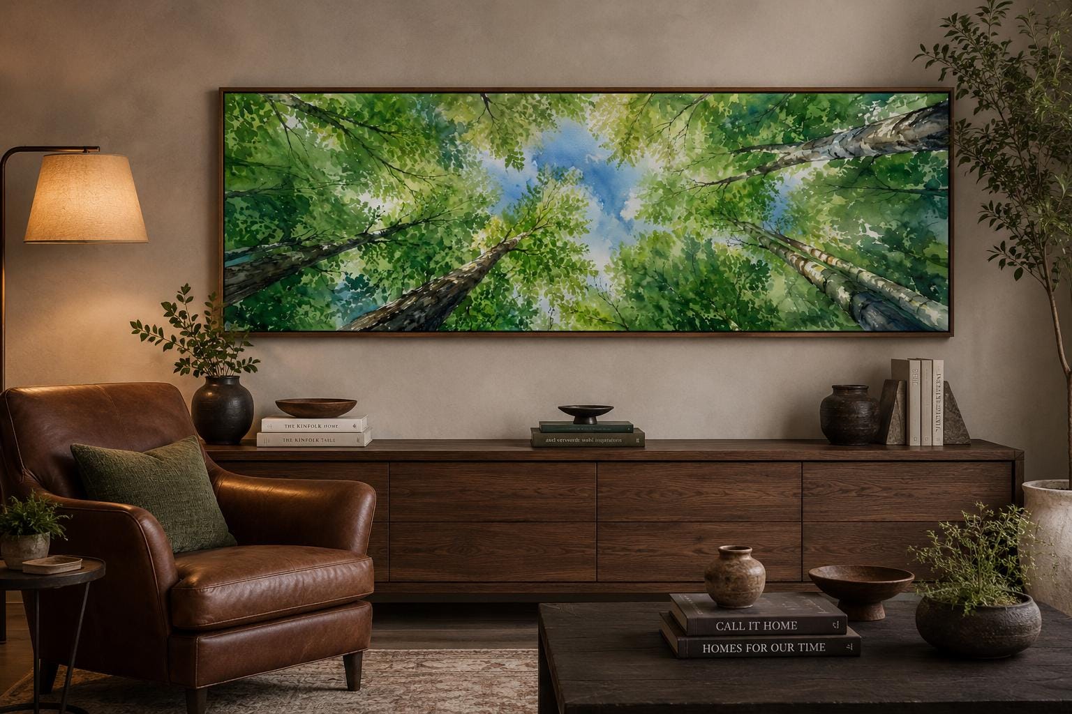 Forest Canopy Wall Art | Green Tree Wall Decor for Modern Farmhouse Spaces