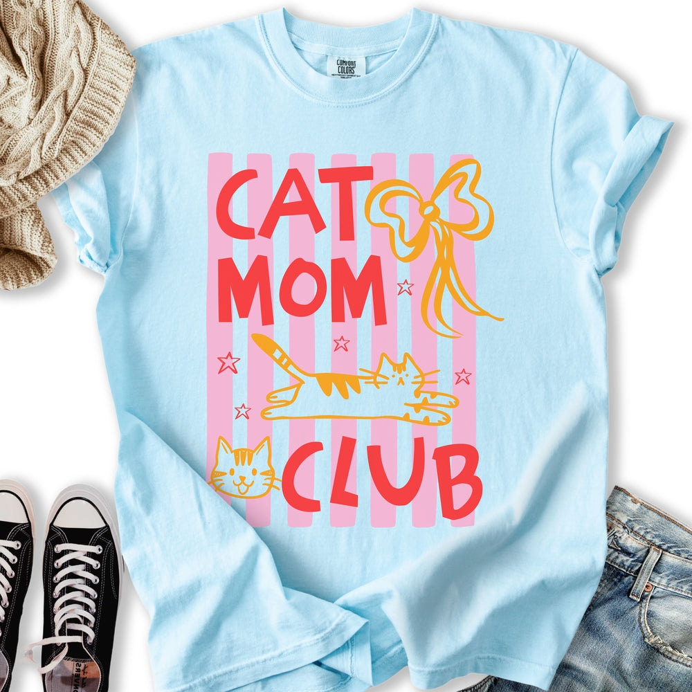 Pink Cat Mom Club Relaxed Tee