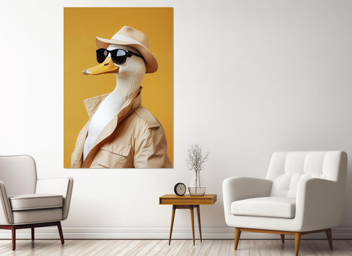 Cool Duck Canvas Print - Framed Gallery Wrapped Cotton Wall Art Ready to Hang