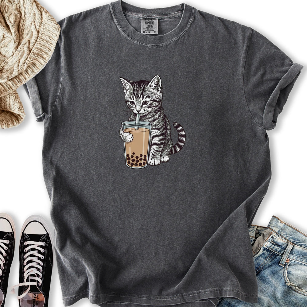 Kitten with Boba Tea Relaxed Tee