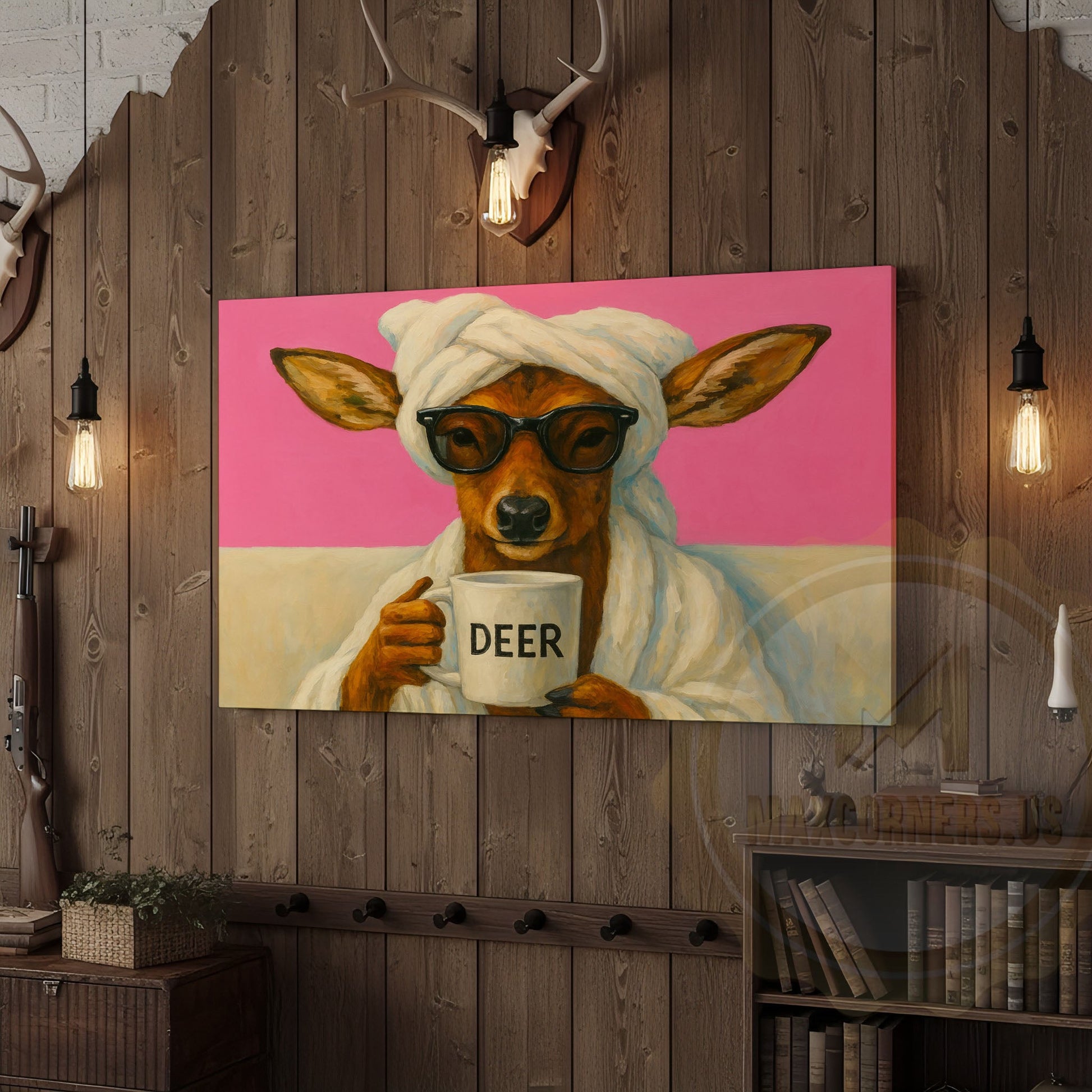 Vintage Pickup Truck with Dog and Flying Ducks Wrapped Canvas