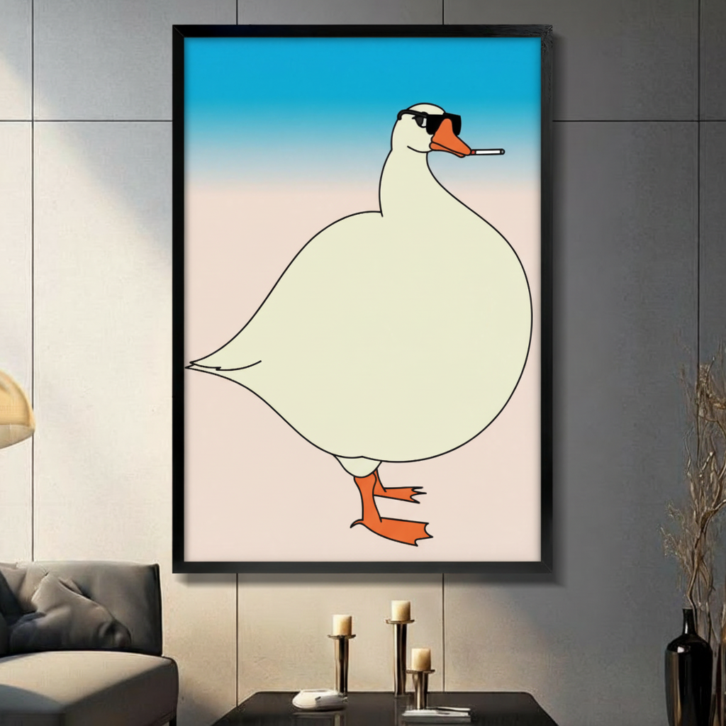 Cool Goose Canvas Wall Art – Funny Retro Decor
