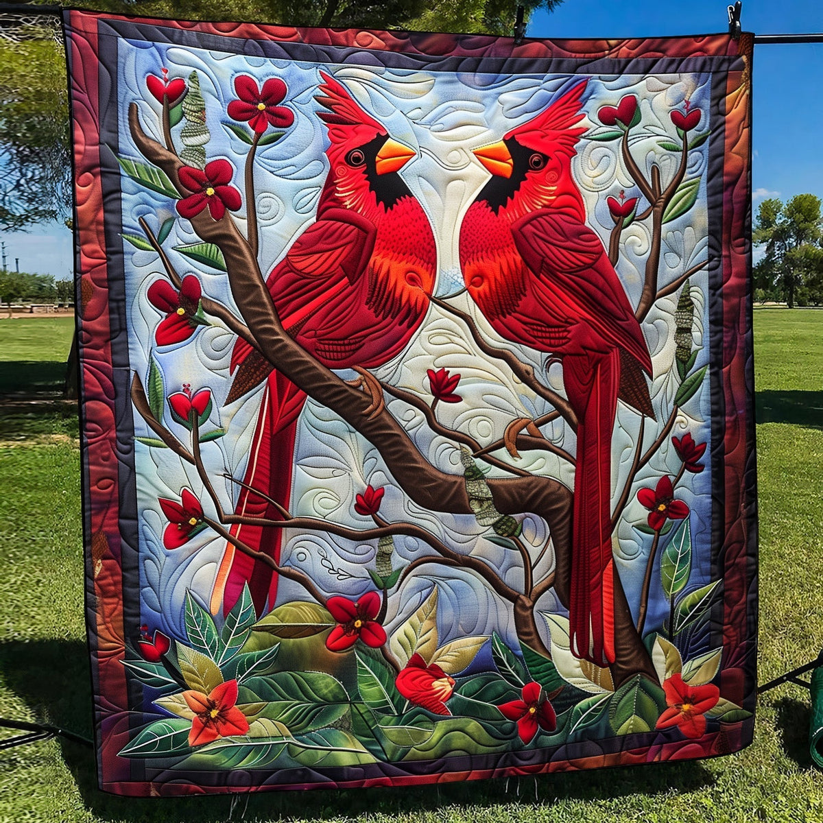 Vivid Vermilion Quilted Blanket - Throw (55" x 60")