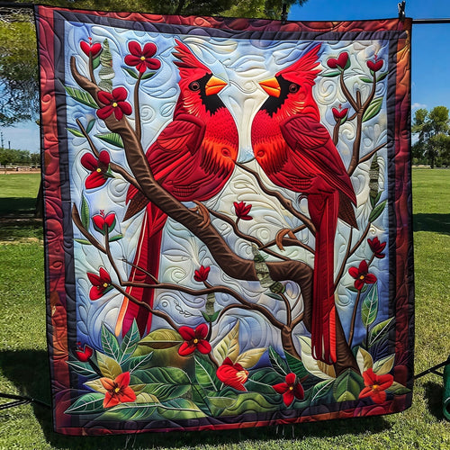 Vivid Vermilion Quilted Blanket - Throw (55" x 60")