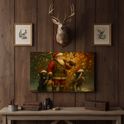 Santa Hunting Scene 3D Wrapped Canvas Wall Art