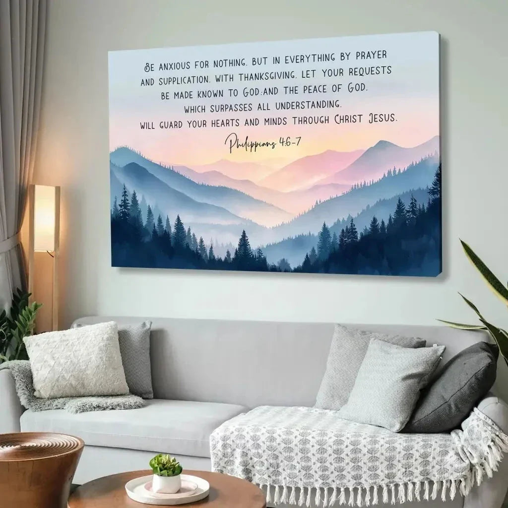 be anxious for nothing philippians 4 6 7 wall art canvas (Landscape) (view 2)