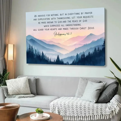be anxious for nothing philippians 4 6 7 wall art canvas (Landscape) (view 2)