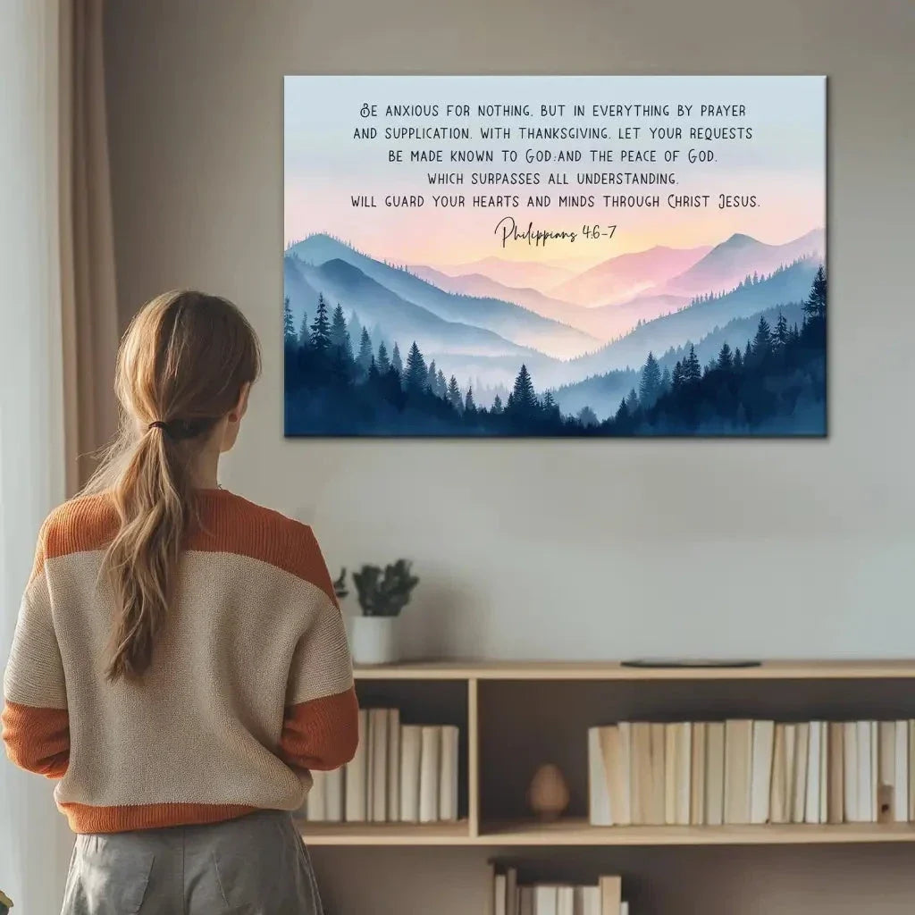 be anxious for nothing philippians 4 6 7 wall art canvas (Landscape) (view 3)