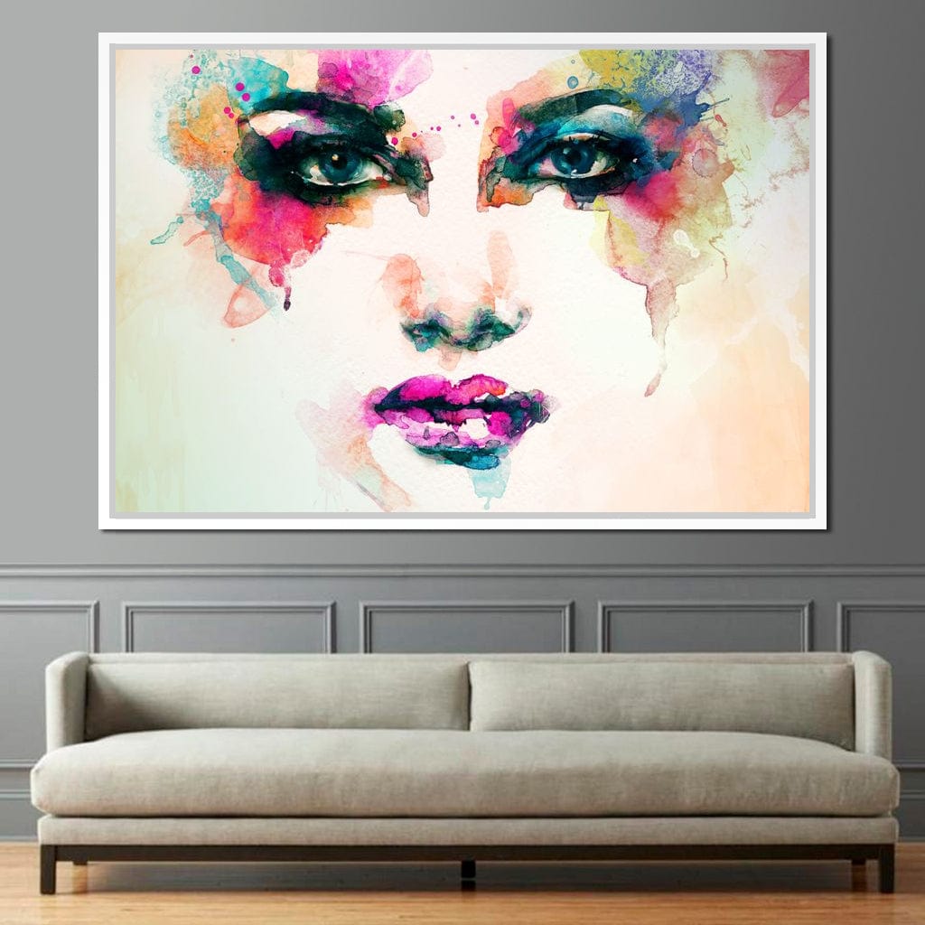 Watercolor Abstract Woman Portrait Canvas Wall Art