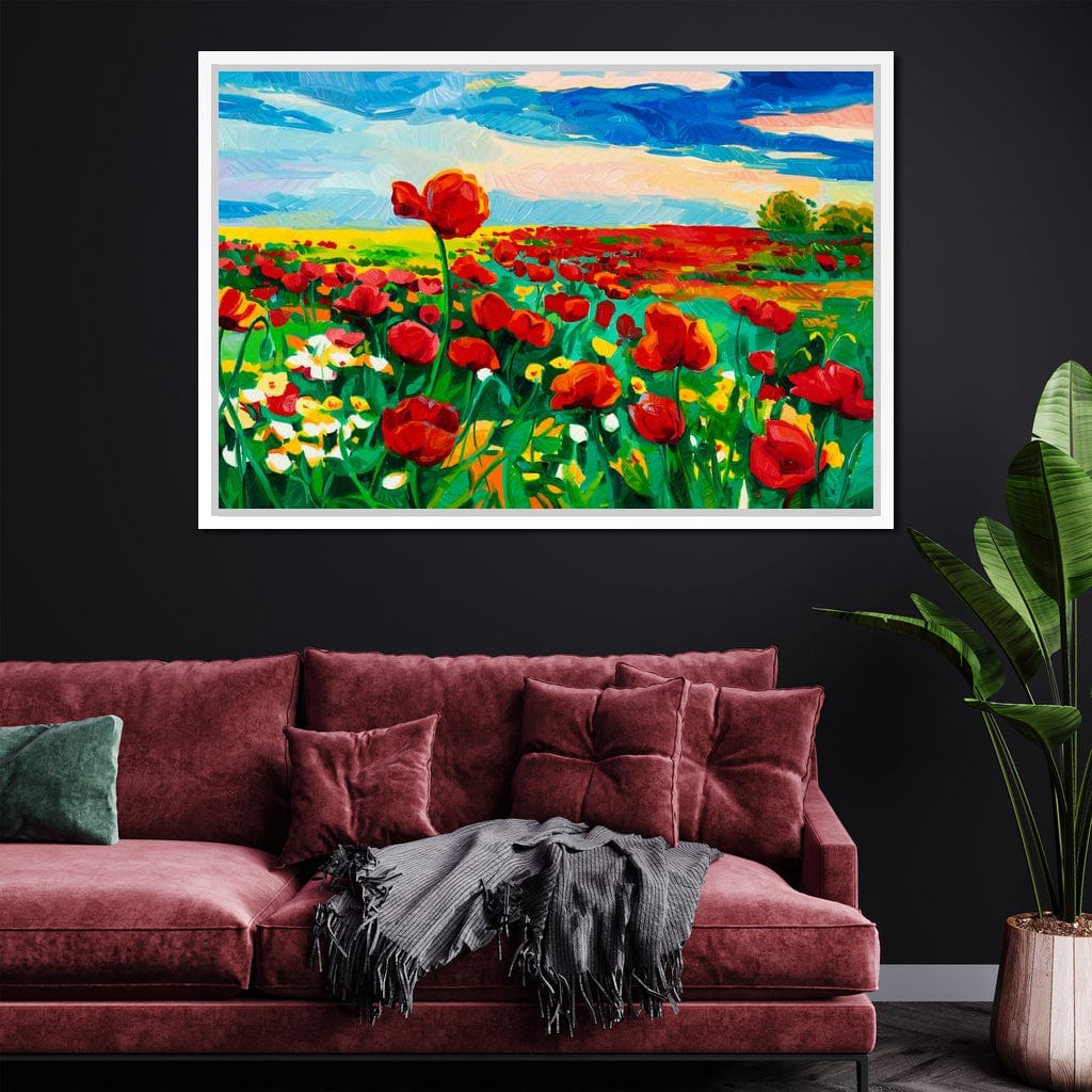 Field of Red Poppies Canvas Wall Art