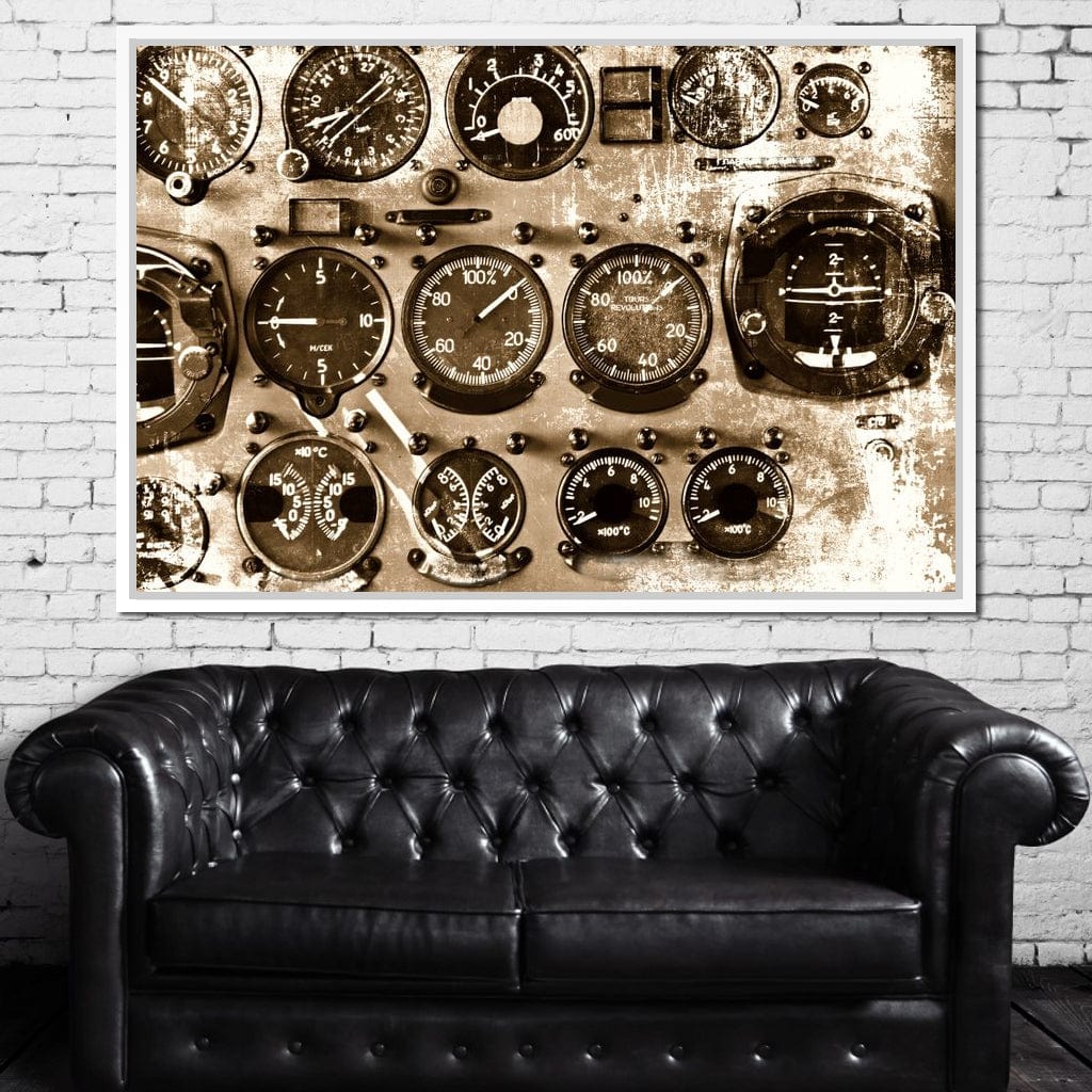 Retro Airplane Instruments Canvas Wall Art