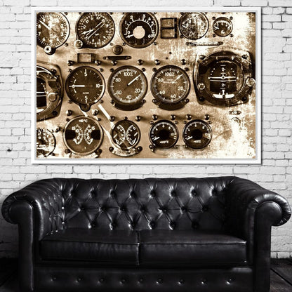 Retro Airplane Instruments Canvas Wall Art