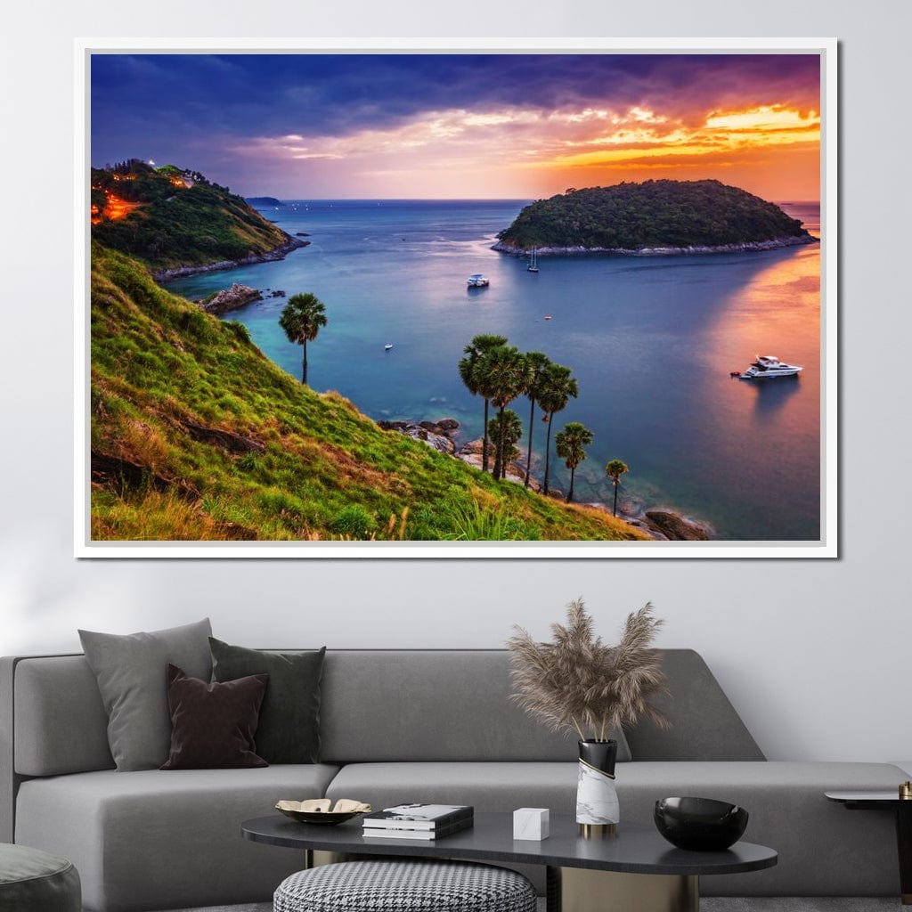 Boats Watching The Sunset Canvas Wall Art