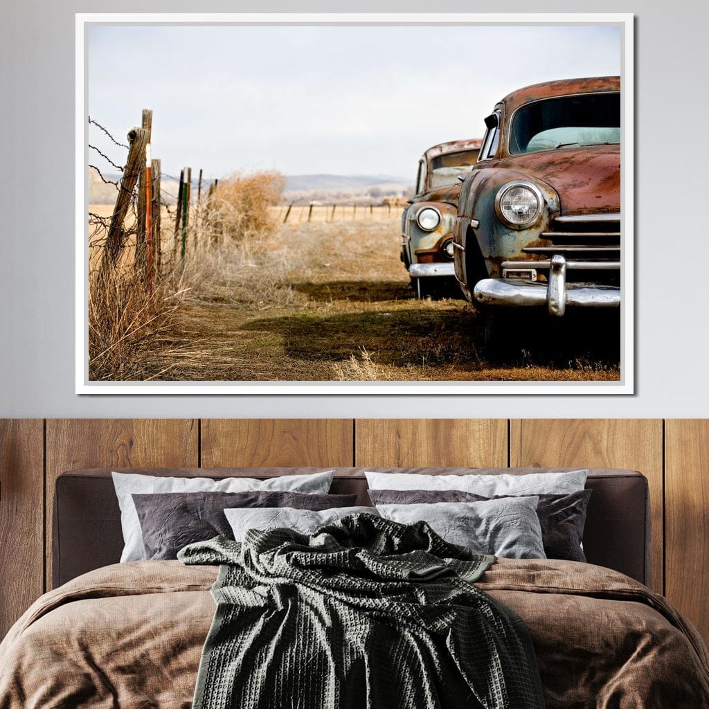 Abandoned Cars Canvas Wall Art