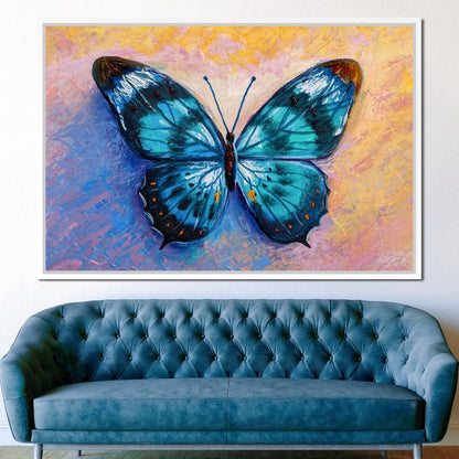 Light Blue Butterfly Canvas Wall Art