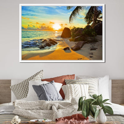 Natural Beach Sunset Canvas Wall Art