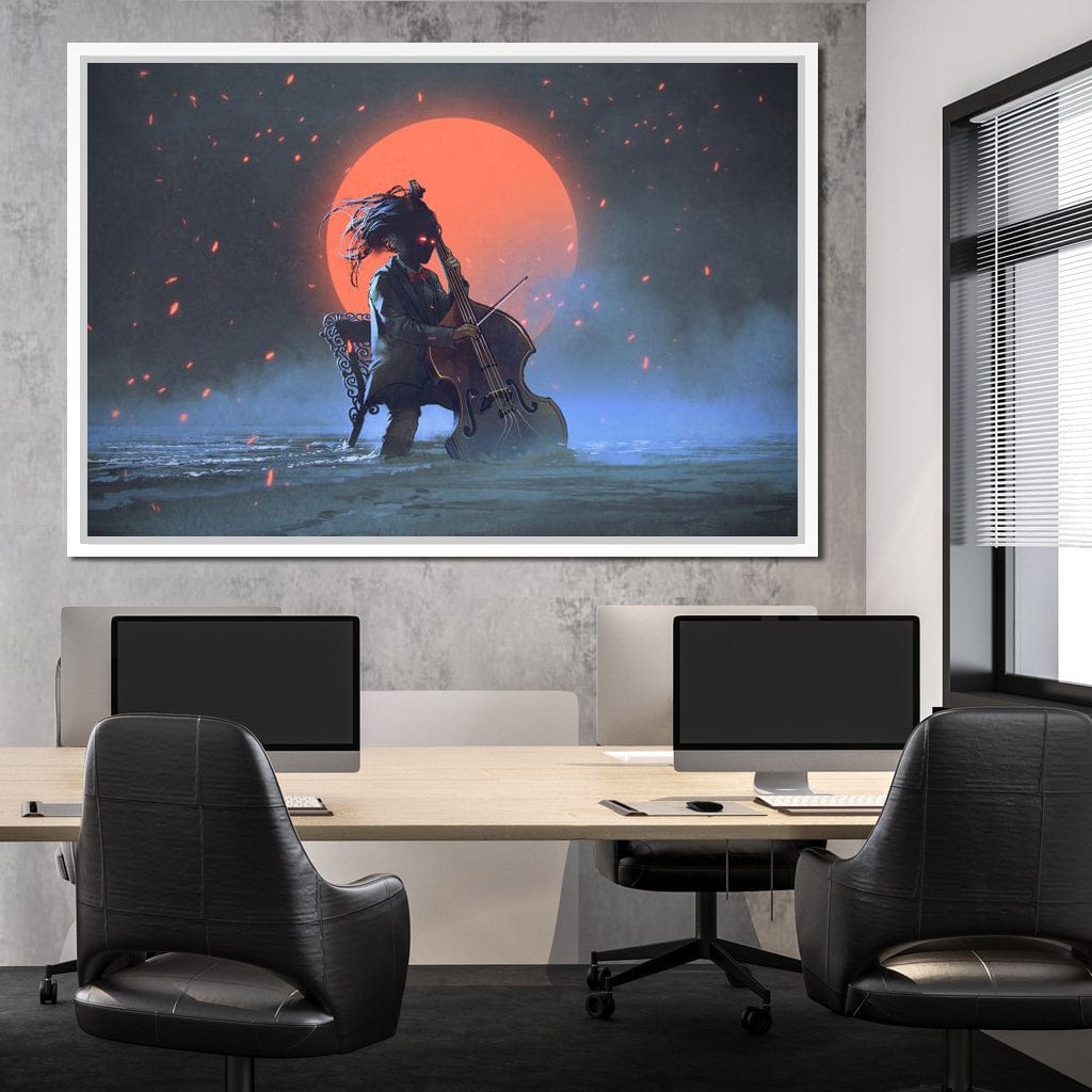 Mysterious Man Playing the Cello Canvas Wall Art