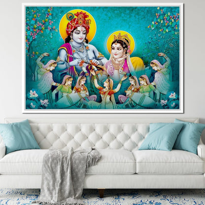 Lord Radha & Krishna Love Song Canvas Wall Art