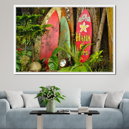 Surfboards in Hawaii Canvas Wall Art