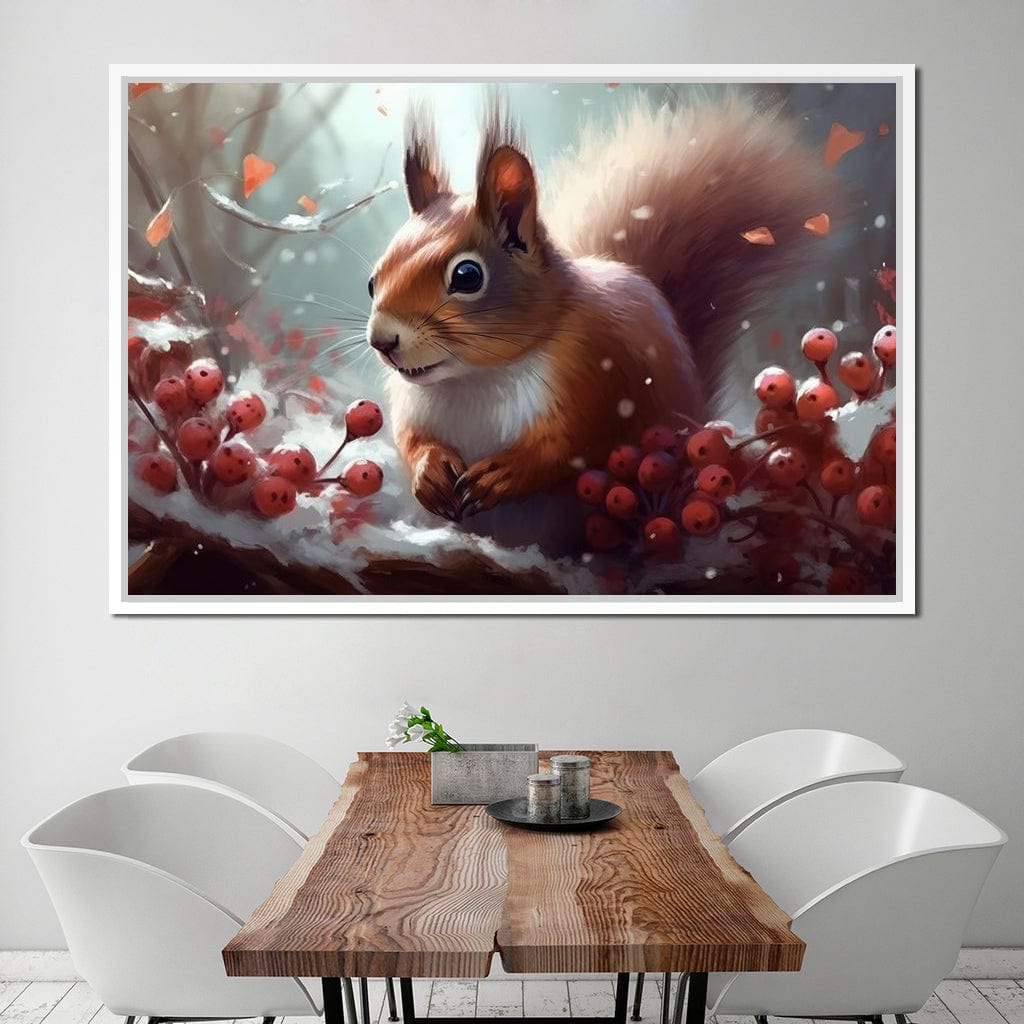 Winter Squirrel Canvas Wall Art