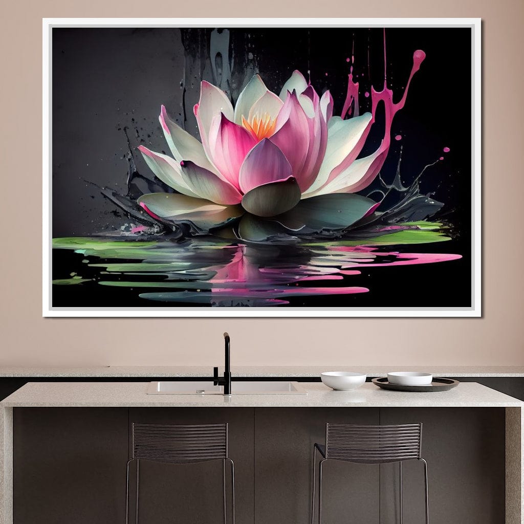 Watercolor Lotus Flower Canvas Wall Art