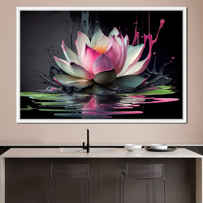 Watercolor Lotus Flower Canvas Wall Art