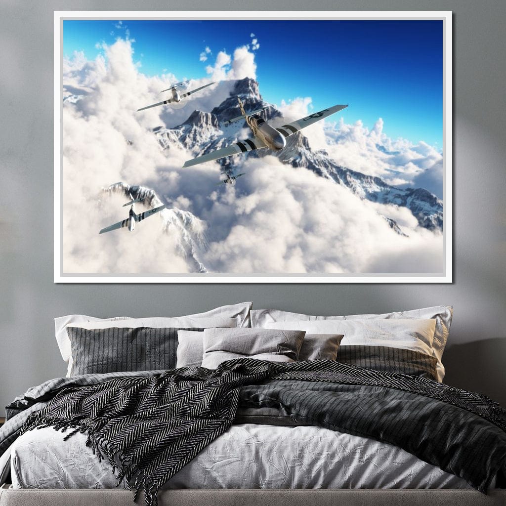 P51 Mustangs Winter Squadron Canvas Wall Art