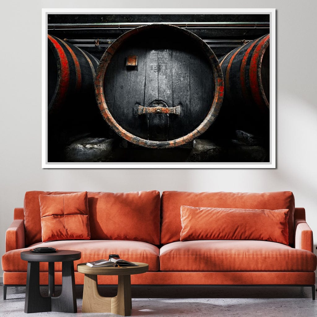 Traditional Wood Barrel Canvas Wall Art