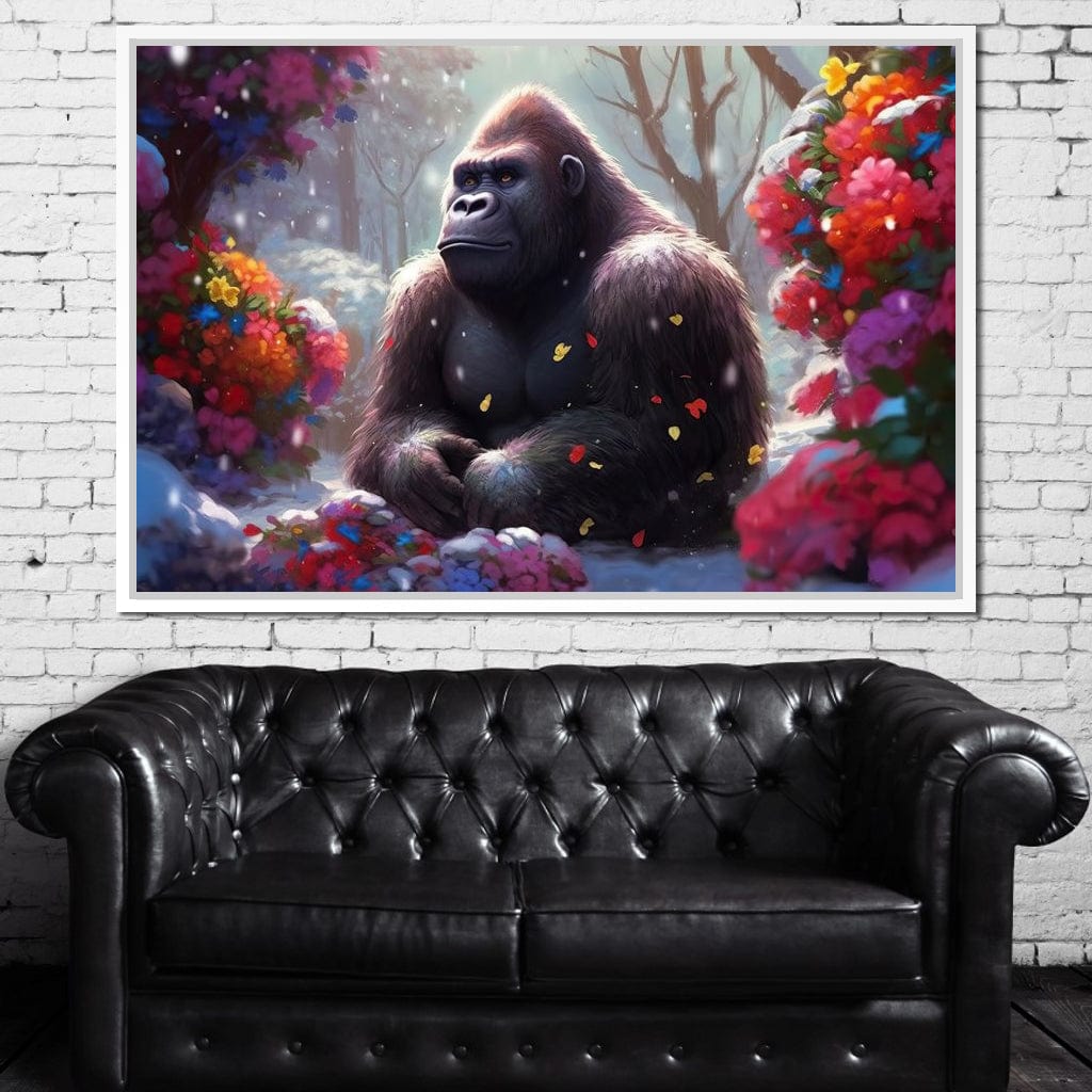 Winter Gorilla Canvas Wall Art
