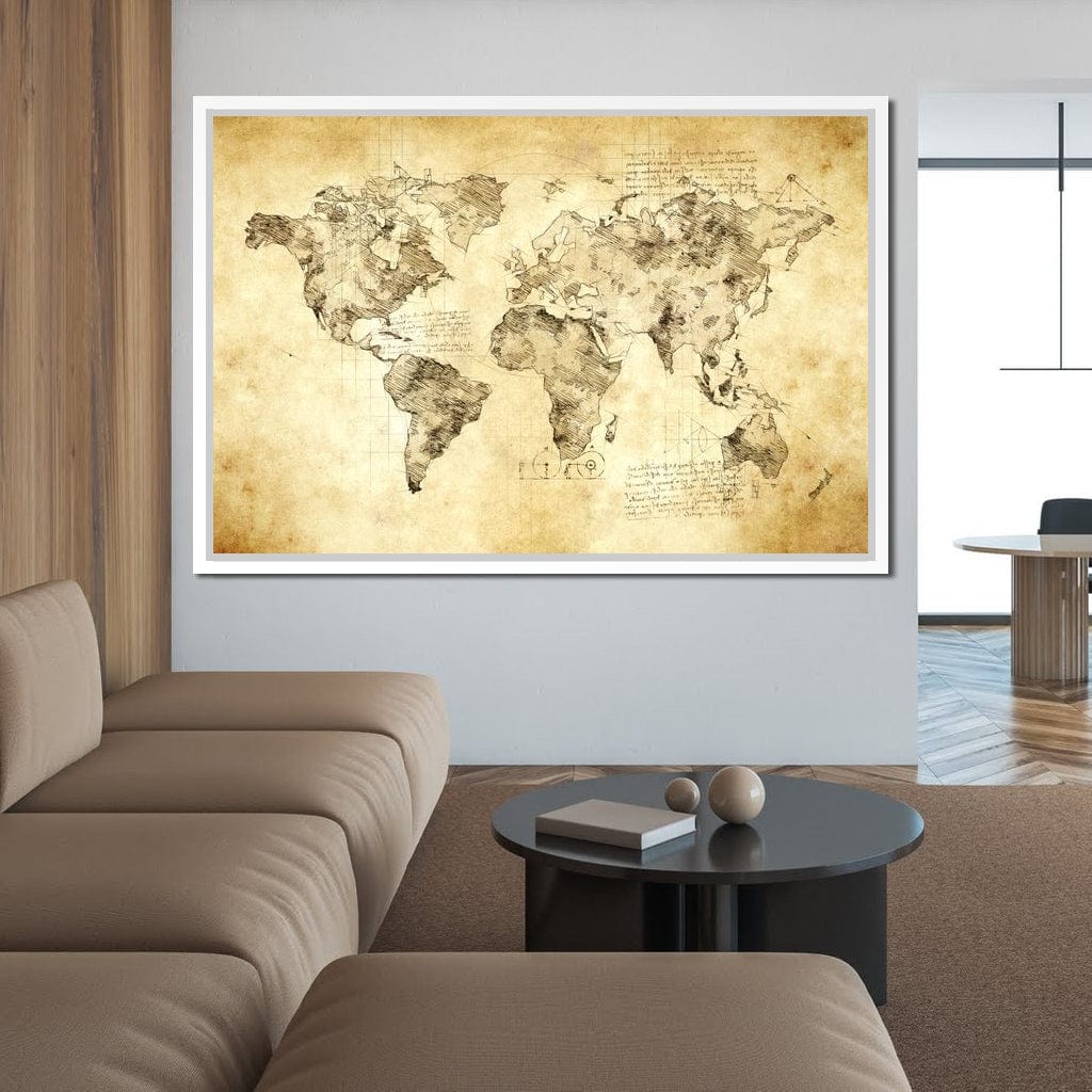 World Map Da Vinci - Mateo Canvas Wall Art
